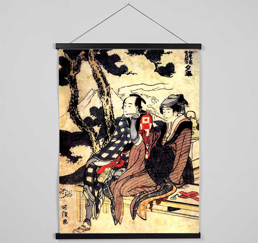 Hokusai Traveling Couple Hanging Poster - Wallart-Direct UK