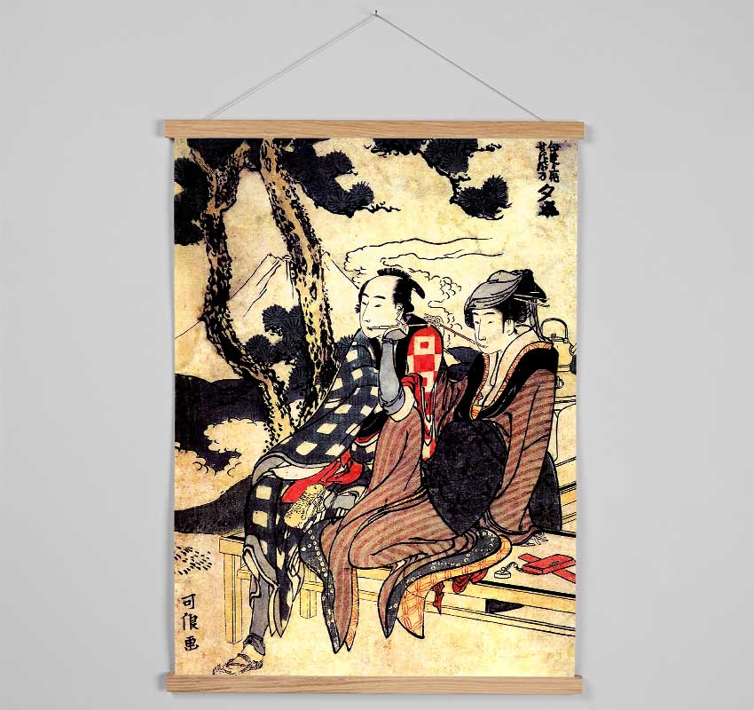 Hokusai Traveling Couple Hanging Poster - Wallart-Direct UK