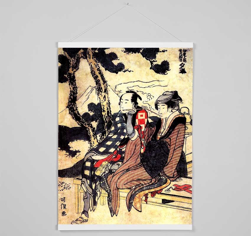 Hokusai Traveling Couple Hanging Poster - Wallart-Direct UK