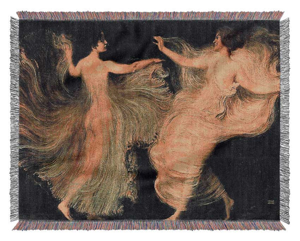 Franz Von Stuck Two Dancers Woven Blanket