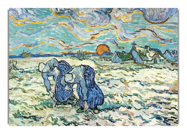 Two Digging A Grave In The Snow By Van Gogh