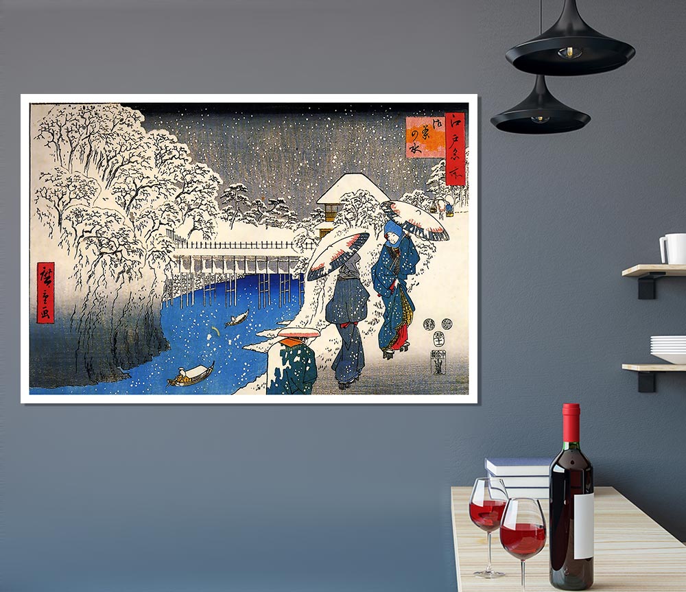 Hiroshige Two Ladies Conversing In The Snow Print Poster Wall Art