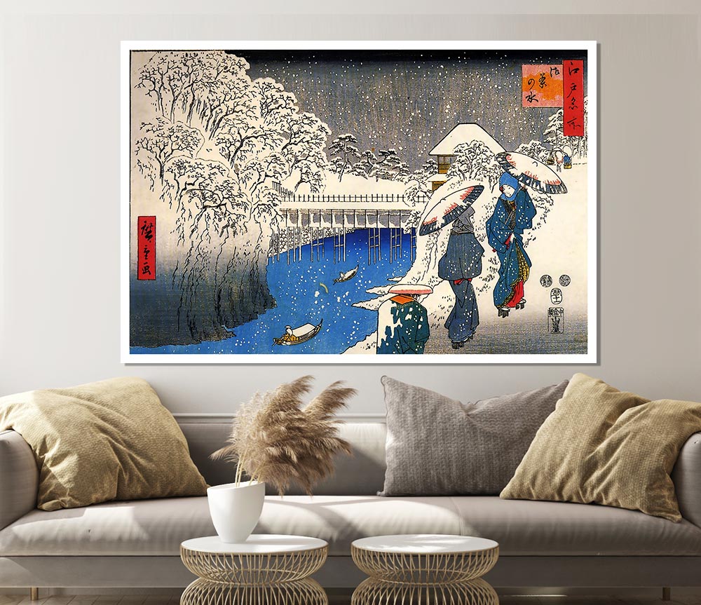 Hiroshige Two Ladies Conversing In The Snow Print Poster Wall Art