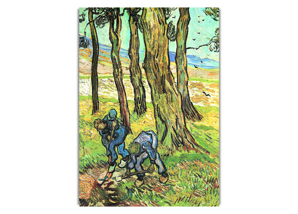 Two Men In Digging Out A Tree Stump By Van Gogh