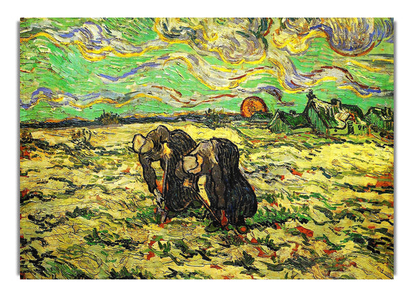 Two Peasant Women Digging In Field With Snow