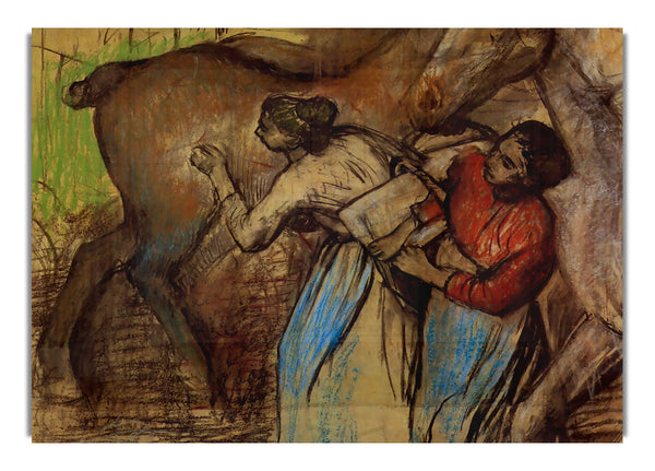 Two Women Washing Horses By Degas