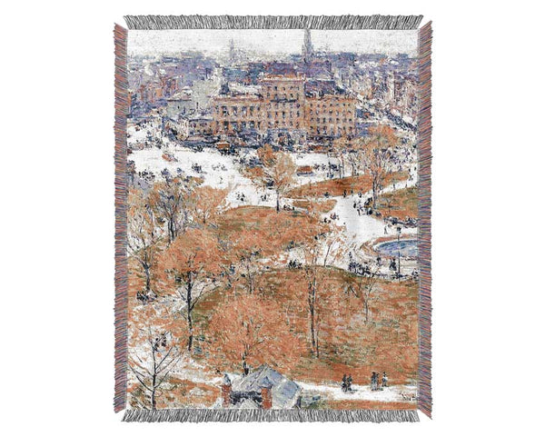 Hassam Union Square In Spring Woven Blanket