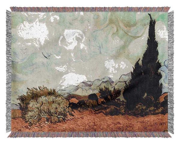 Van Gogh A Wheatfield With Cypresses Woven Blanket