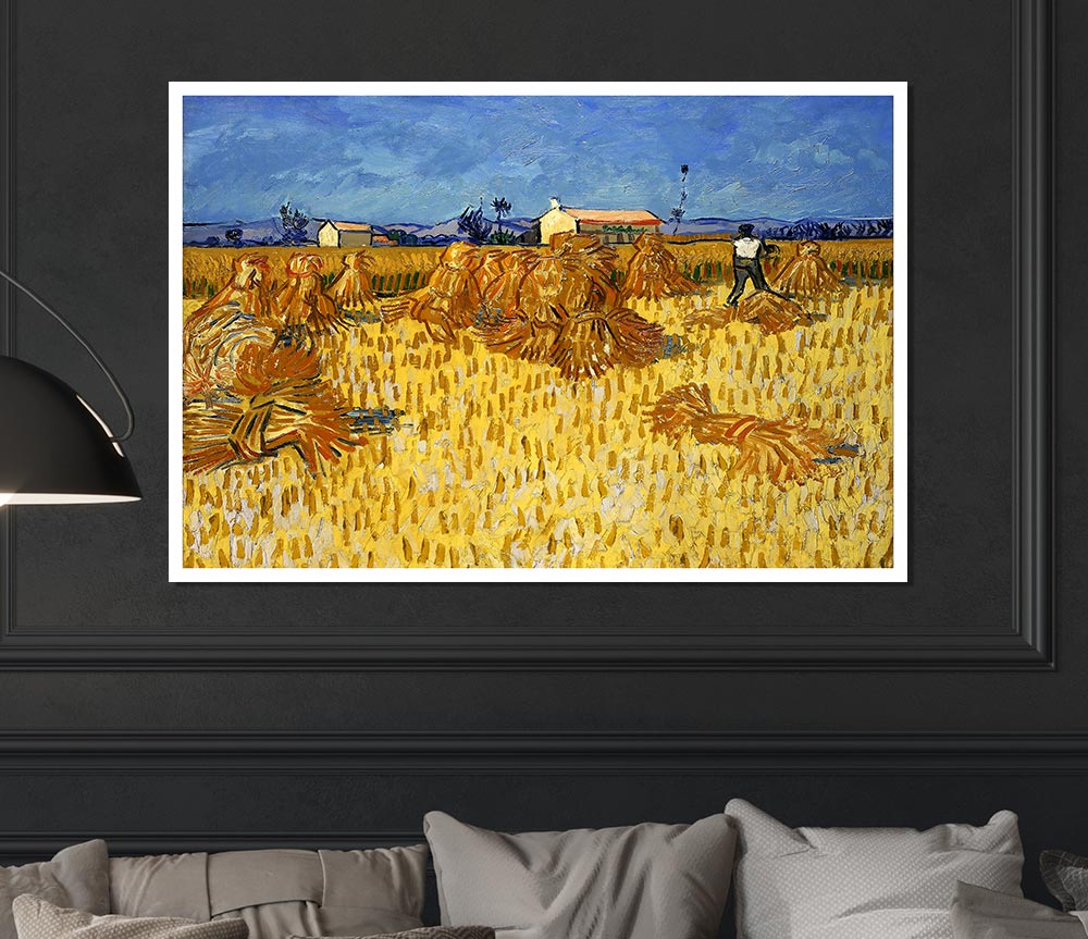 Van Gogh Corn Harvest In Provence Print Poster Wall Art