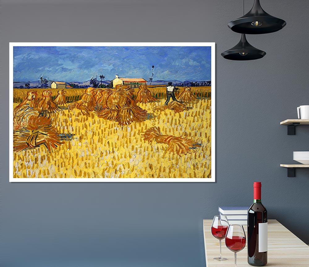 Van Gogh Corn Harvest In Provence Print Poster Wall Art