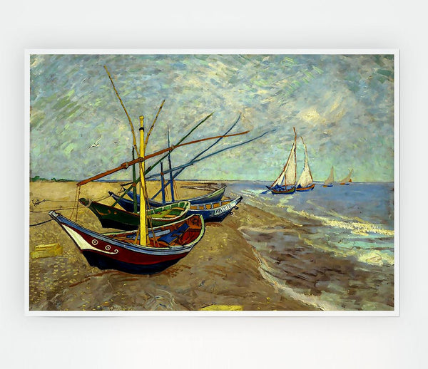 Van Gogh Fishing Boats At Sainte Marie Print Poster Wall Art