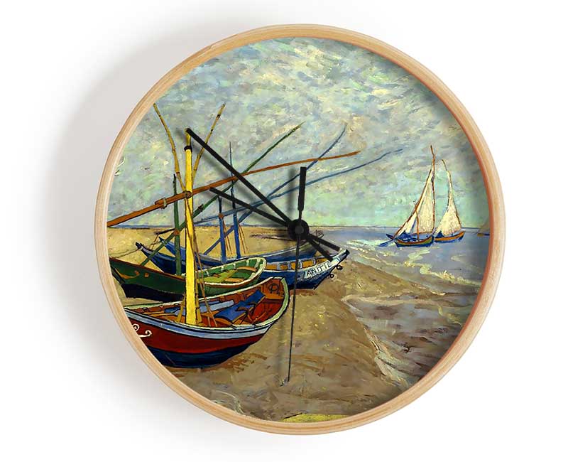 Van Gogh Fishing Boats At Sainte Marie Clock - Wallart-Direct UK