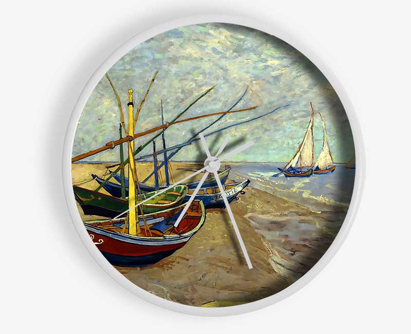 Van Gogh Fishing Boats At Sainte Marie Clock - Wallart-Direct UK