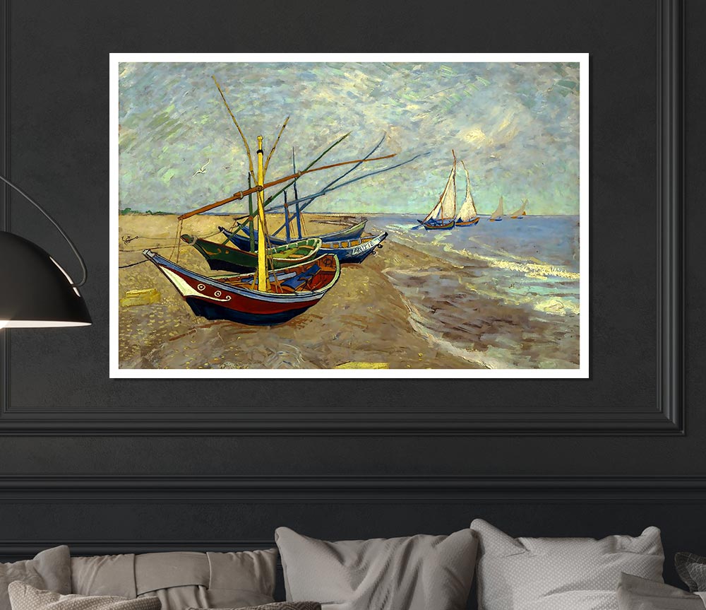 Van Gogh Fishing Boats At Sainte Marie Print Poster Wall Art