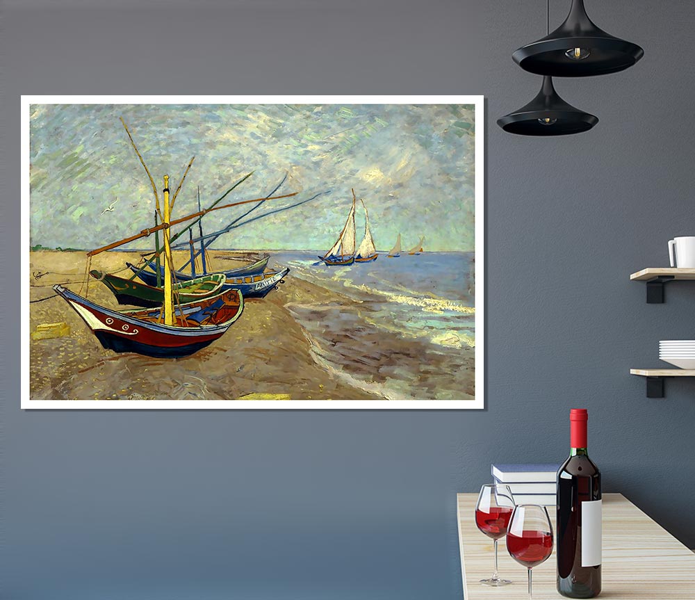 Van Gogh Fishing Boats At Sainte Marie Print Poster Wall Art