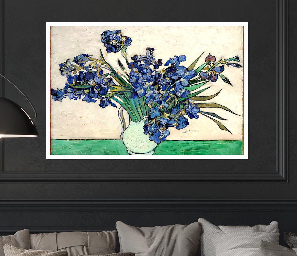 Van Gogh Irises In A Vase Print Poster Wall Art