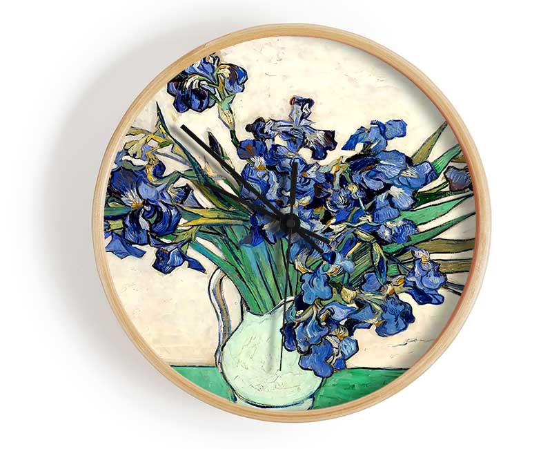 Van Gogh Irises In A Vase Clock - Wallart-Direct UK