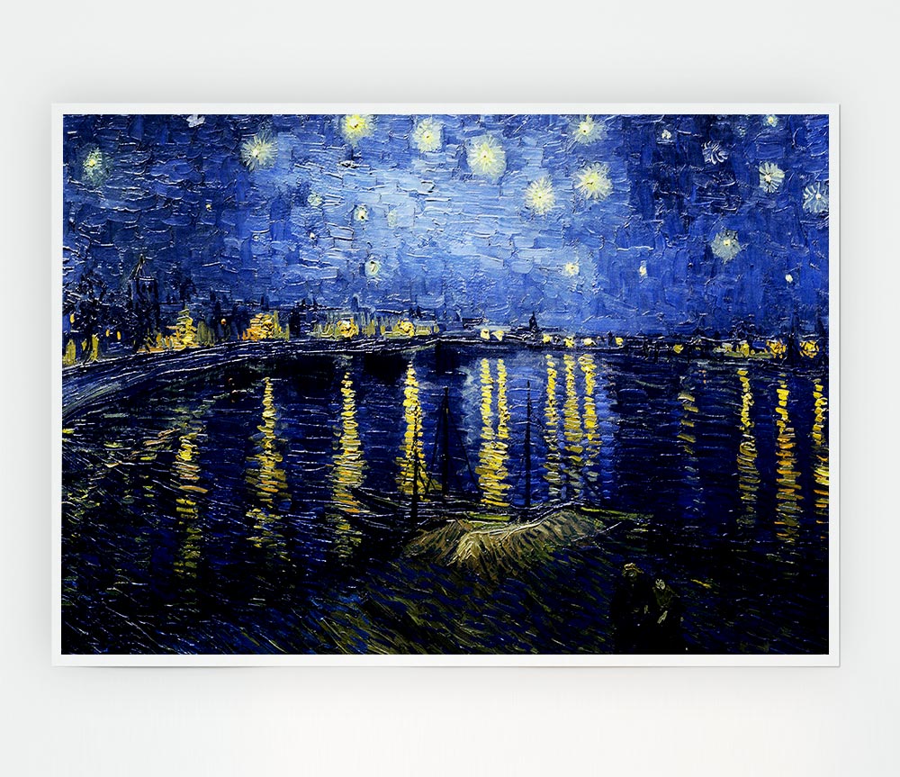 Van Gogh Starry Night Over The Rhone Blue Print Poster Wall Art