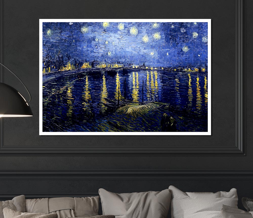 Van Gogh Starry Night Over The Rhone Blue Print Poster Wall Art