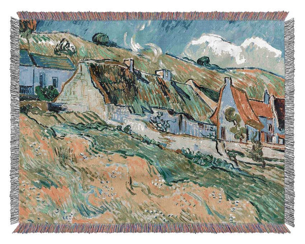 Van Gogh Thatched Cottages Woven Blanket