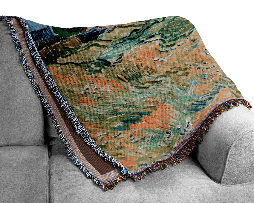 Van Gogh Thatched Cottages Woven Blanket