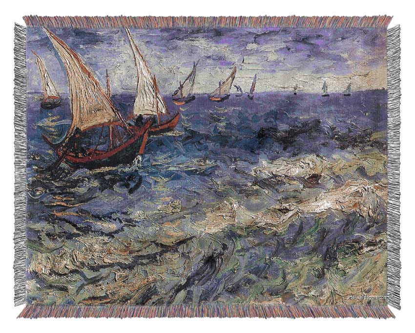 Van Gogh Ship n Boats Woven Blanket