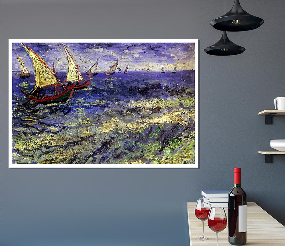 Van Gogh Ship N Boats Print Poster Wall Art