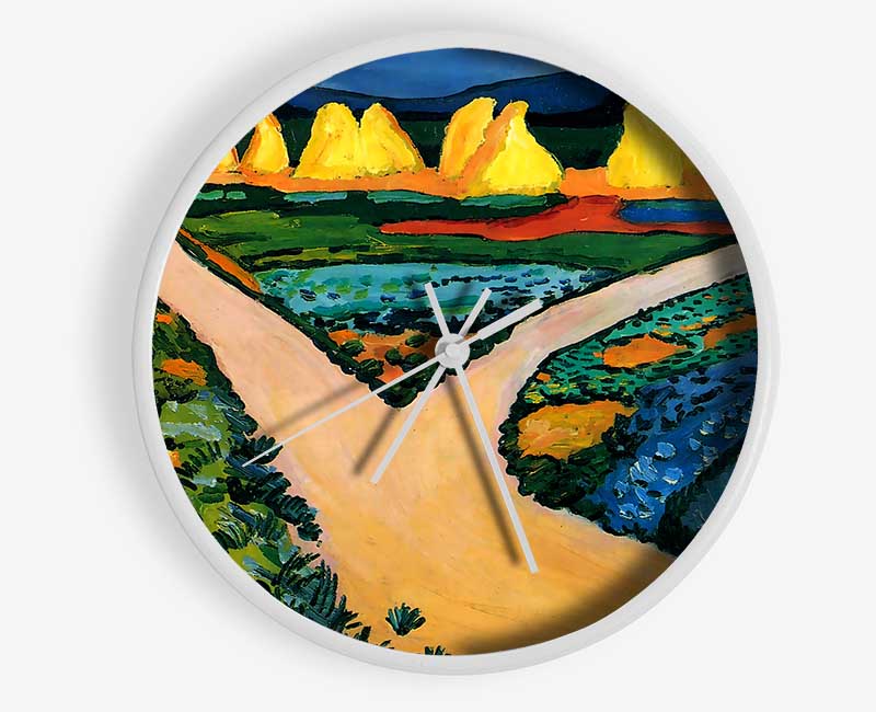 August Macke Vegetable Fields Clock - Wallart-Direct UK