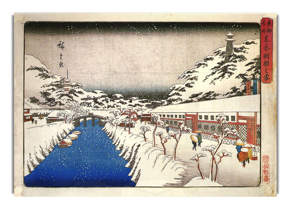 Blick auf einen Kanal im Schnee von Hiroshige