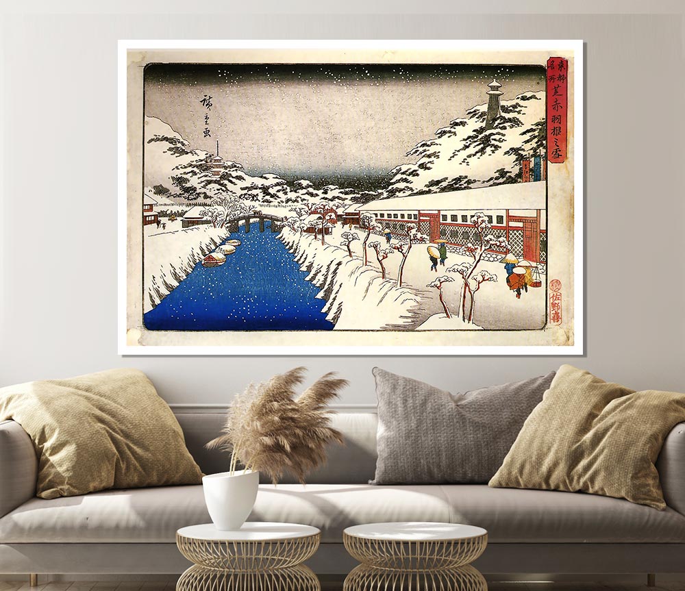 Hiroshige View Of A Canal In The Snow Print Poster Wall Art