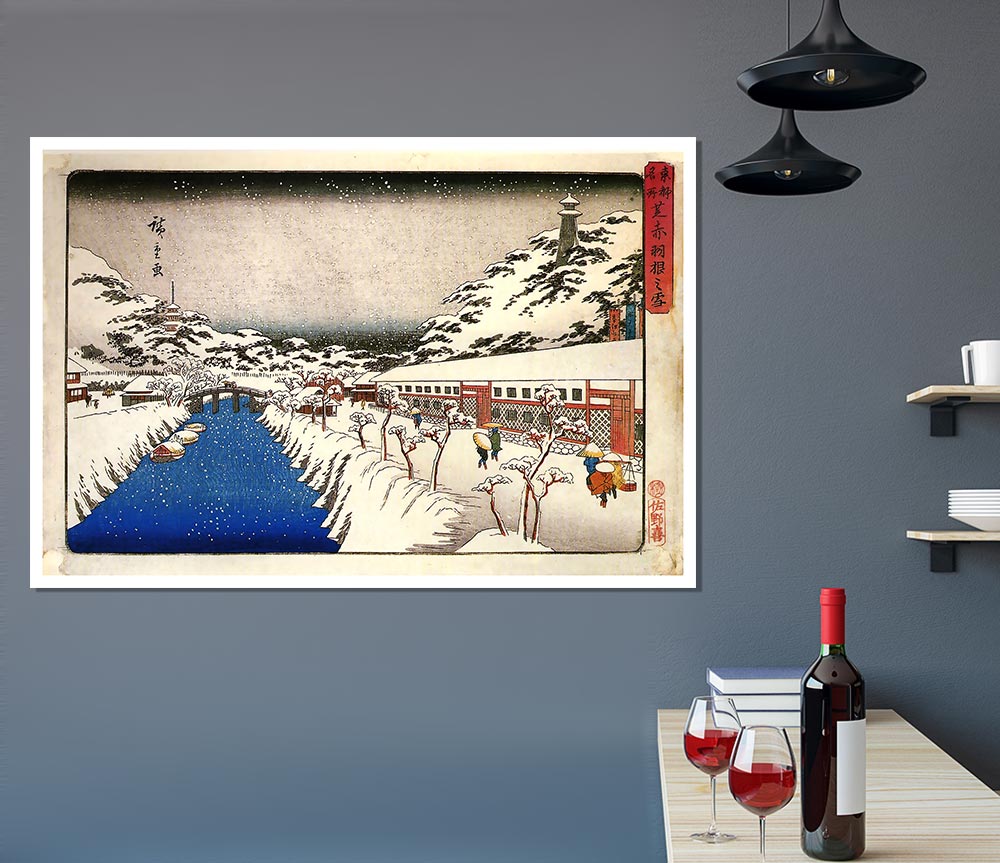 Hiroshige View Of A Canal In The Snow Print Poster Wall Art