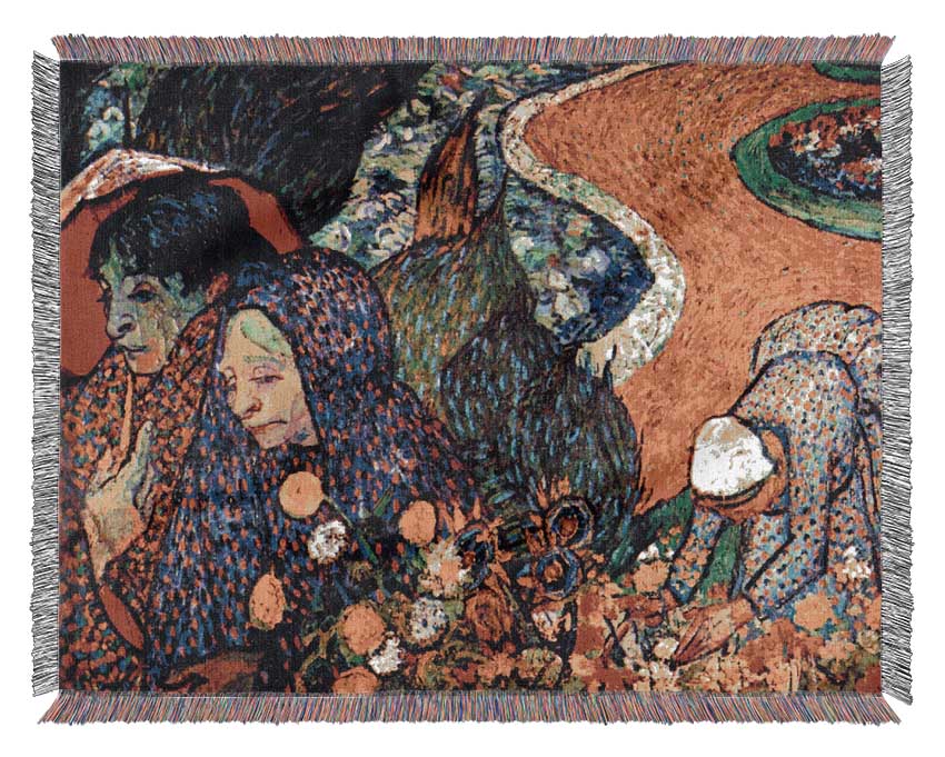 Van Gogh Walk In Arles (Memory Of The Garden Of Eden) Woven Blanket