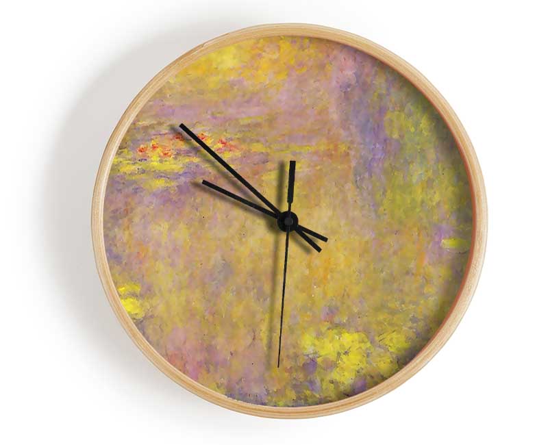 Monet Water Lilies - Yellow Nirvana Clock - Wallart-Direct UK