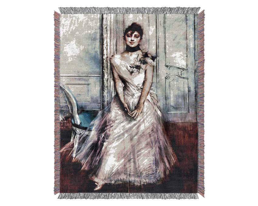 Giovanni Boldini White Pastel Picture Woven Blanket