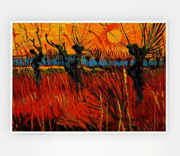 Van Gogh Willows At Sunset Print Poster Wall Art