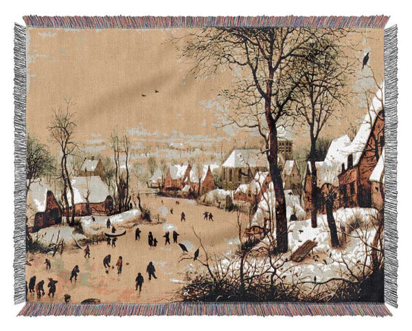 Pieter Bruegel Winter Landscape With Skaters Woven Blanket