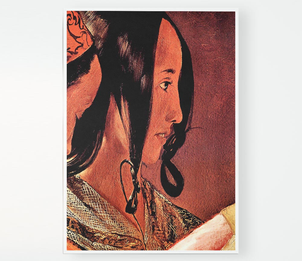 La Tour Womans Head In Profile Print Poster Wall Art