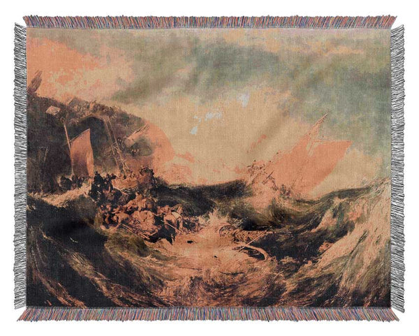 Joseph Mallord Turner Wreck Of A Transport Ship Woven Blanket