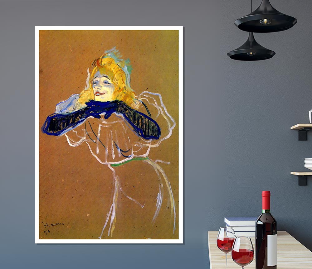 Toulouse Lautrec Yvette Guilbert Sings Print Poster Wall Art