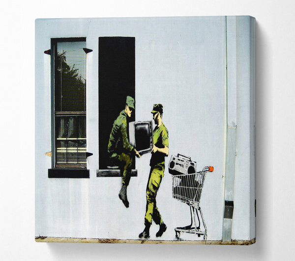 A Square Canvas Print Showing Army Heist Square Wall Art