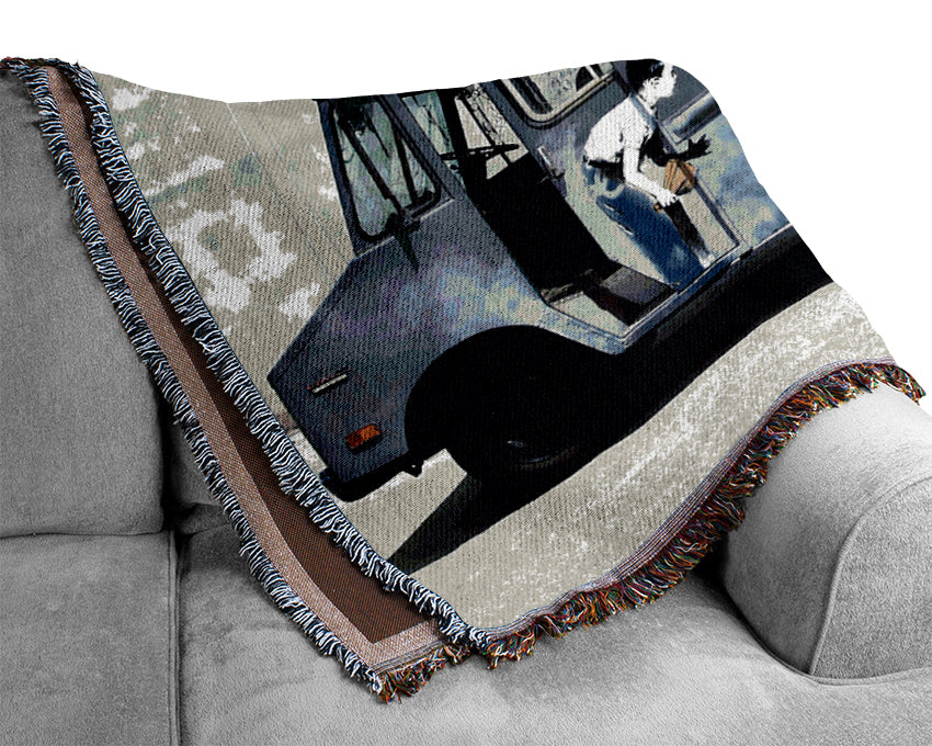 Banksy Swat Truck Woven Blanket