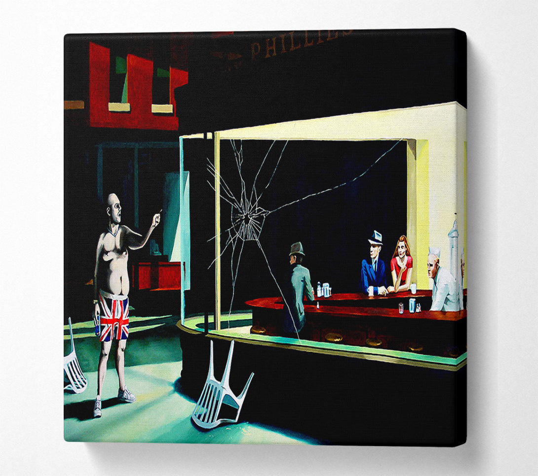 A Square Canvas Print Showing British Nighthawks Square Wall Art