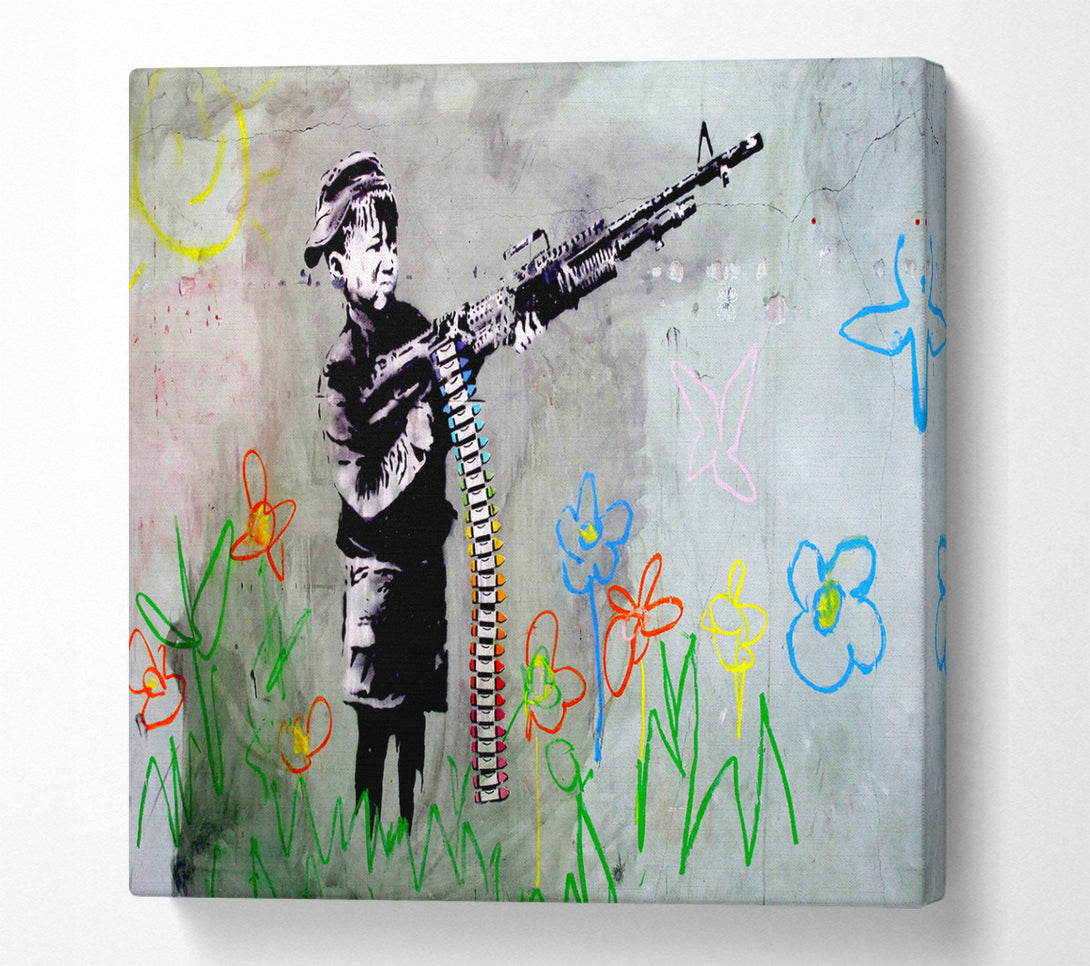 A Square Canvas Print Showing Crayon Gun Square Wall Art