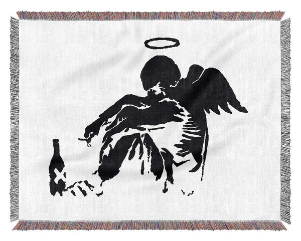 Fallen Angel Black White Woven Blanket