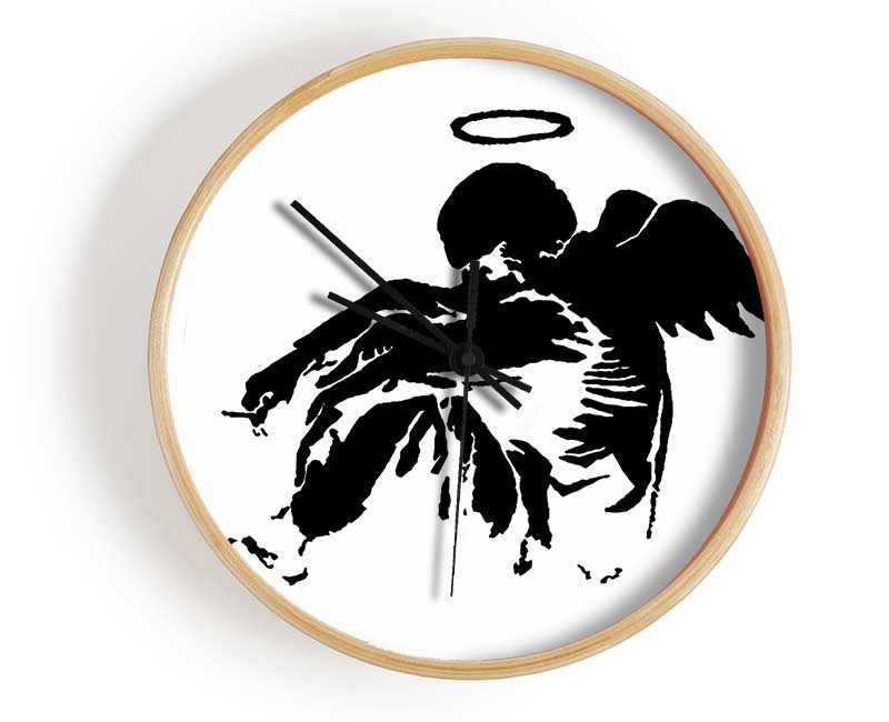 Fallen Angel Black White Clock - Wallart-Direct UK