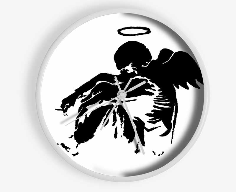 Fallen Angel Black White Clock - Wallart-Direct UK