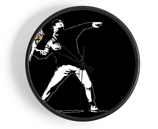 Flower Thrower Black Clock - Wallart-Direct UK