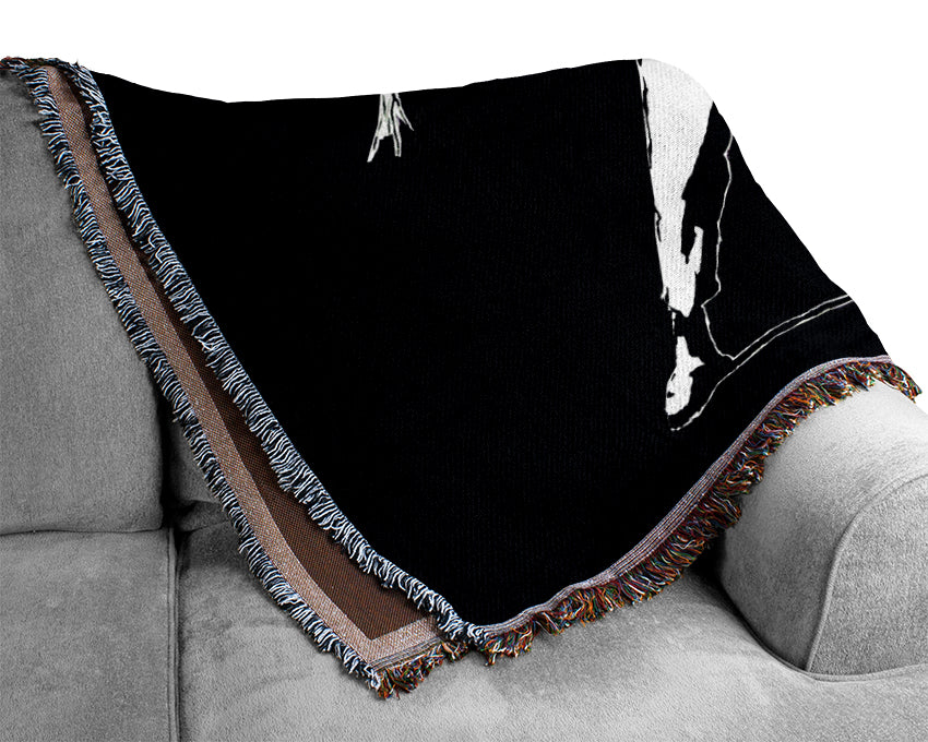 Flower Thrower Black Woven Blanket