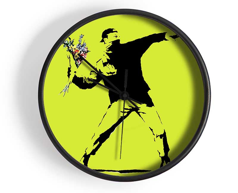 Flower Thrower Lime Green Clock - Wallart-Direct UK