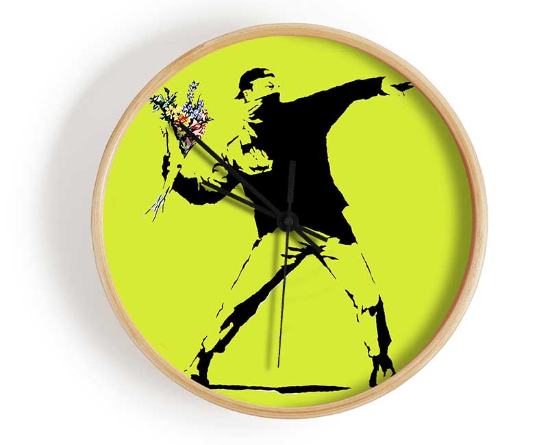 Flower Thrower Lime Green Clock - Wallart-Direct UK